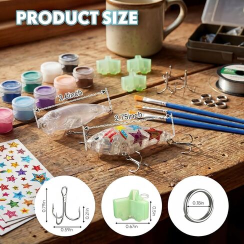 طقم طلاء طُعم الصيد من شابي DIY مع مجموعة خطافات ألوان طلاء طعوم شفافة in Kuwait