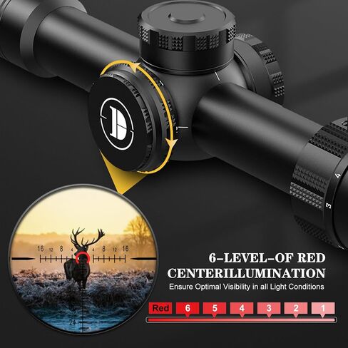 DISCOVEROPT ED-AR 1-6X24IR LPVO Rifle Scope with 30mm Tube, Waterproof Fog-Proof Rugged Tactical Hunting Scope, First Focal Plane, 6 Levels Red Illuminated Reticle in Saudi Arabia