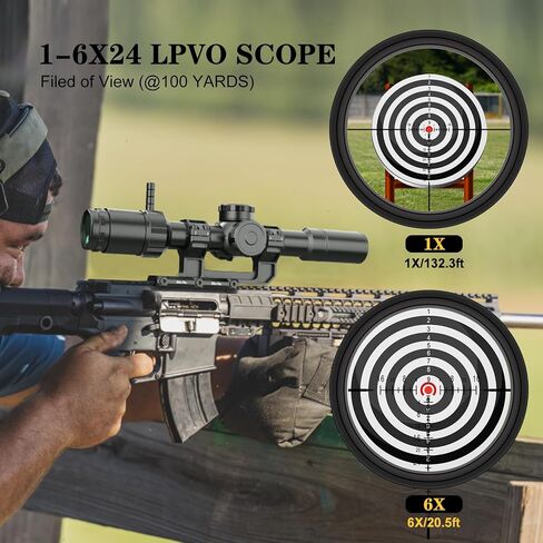 DISCOVEROPT ED-AR 1-6X24IR LPVO Rifle Scope with 30mm Tube, Waterproof Fog-Proof Rugged Tactical Hunting Scope, First Focal Plane, 6 Levels Red Illuminated Reticle in Saudi Arabia