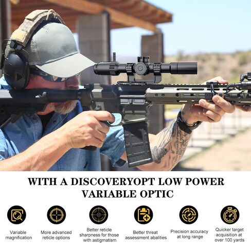 DISCOVEROPT ED-AR 1-6X24IR LPVO Rifle Scope with 30mm Tube, Waterproof Fog-Proof Rugged Tactical Hunting Scope, First Focal Plane, 6 Levels Red Illuminated Reticle in Saudi Arabia