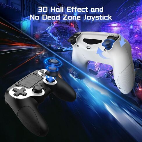 وحدة تحكم لاسلكية من DEFNDR مكونة من قطعتين متوافقة مع جهاز PS4 / Pro/Slim، مع مستشعر حركة 6 محاور/اهتزاز مزدوج/مقبس صوت 3.5 ملم in Kuwait