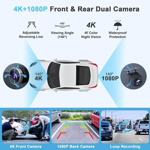 9" Portable Carplay Screen for Car, 4K Front & 1080P Rear Backup Camera in Saudi Arabia