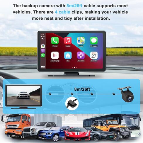 9" Portable Carplay Screen for Car, 4K Front & 1080P Rear Backup Camera in Saudi Arabia