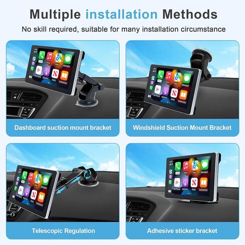 9" Portable Carplay Screen for Car, 4K Front & 1080P Rear Backup Camera in Saudi Arabia
