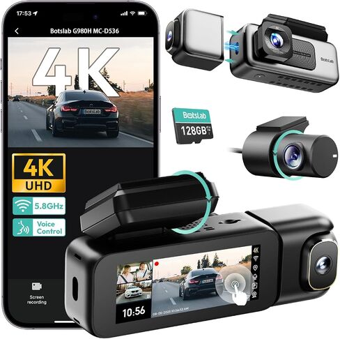 BOTSLAB【G980H 3CH】 3 Channel 360° Dash Cam, 128GB SD Card in Kuwait
