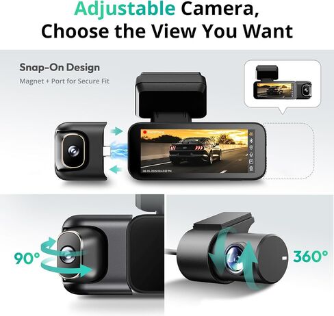 BOTSLAB【G980H 3CH】 3 Channel 360° Dash Cam, 128GB SD Card in Kuwait