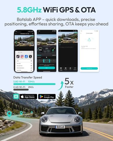 BOTSLAB【G980H 3CH】 3 Channel 360° Dash Cam, 128GB SD Card in Kuwait