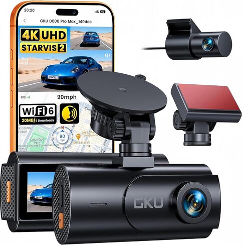 كاميرا أمامية وخلفية مزدوجة GKU 4K، مستشعر STARVIS 2 in Kuwait