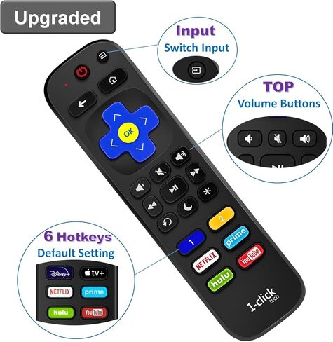 جهاز تحكم عن بعد 1-clicktech 2 في 1 لجميع أجهزة Roku-TV وRoku Express/+ Ultra Box in Kuwait