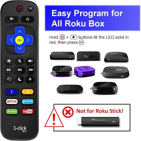 جهاز تحكم عن بعد 1-clicktech 2 في 1 لجميع أجهزة Roku-TV وRoku Express/+ Ultra Box in Kuwait