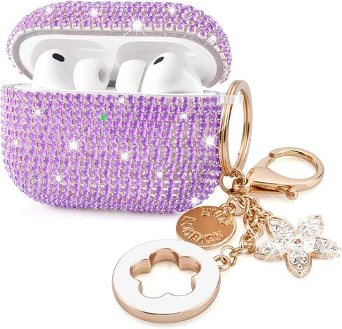 VISOOM Cute Jewelry Case for Airpods 4 Cases Cover Women, Sparkly Air pods 4 Gen Case Hard TPU Airpod Cases 4th Generation Glitter iPods 4 Cas with Keychain for iPod Earbuds Airpods Pro 3 4 2 1 Case in Kuwait