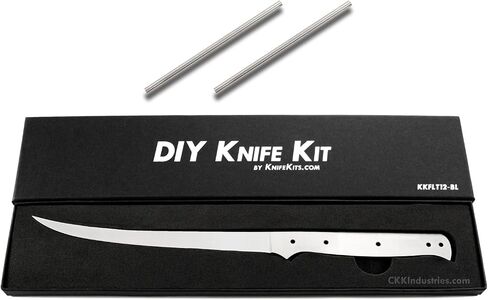 EZSMITH Knife Making Kit - Fisherman's Filet - DIY Fixed Blade - (Blade Blank & Pinstock) - (Gift Boxed) - (USA Design) - (by KnifeKits) in Kuwait