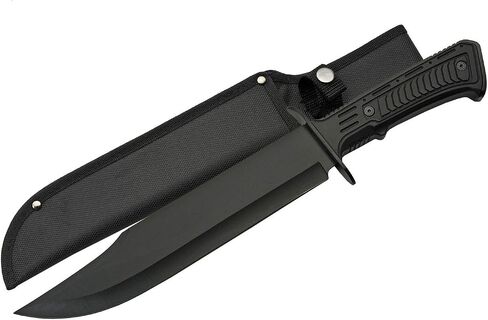 SZCO Full Tang Tactical Bowie Knife 15 Inch - Black Camping Knife with Rubber Handle, Stainless Steel Blade & Sheath - Pocket Knife for Hunting, Camping & Outdoor Uses - Knives for Men in Saudi Arabia