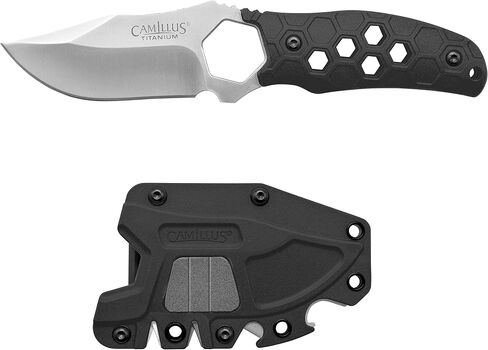 مشط Camillus مقاس 7.25 بوصة، شفرة متينة مقاومة للتآكل 420 من الفولاذ المقاوم للصدأ للاستخدام الخارجي والصيد والتخييم وسكين ذو نصل ثابت، غمد مصبوب مع 4 وظائف إضافية متضمنة in Kuwait