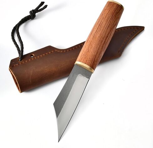 Norse Tradesman Viking Seax Knife – Full Tang Fixed Blade, Rosewood Handle & Genuine Leather Sheath – 8.3" Camping, Bushcraft & Hunting Knife in Kuwait