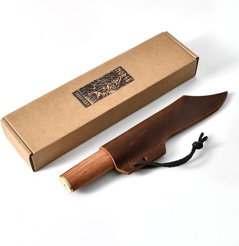 Norse Tradesman Viking Seax Knife – Full Tang Fixed Blade, Rosewood Handle & Genuine Leather Sheath – 8.3" Camping, Bushcraft & Hunting Knife in Kuwait