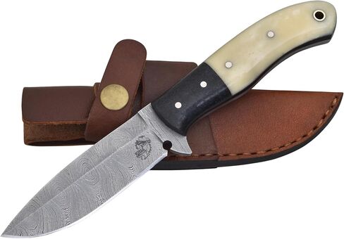 Knives Ranch Fixed Blade Hunting Knife, Full Tang Bushcraft Knife, Handcrafted Belt Knife with Leather Sheath in Saudi Arabia