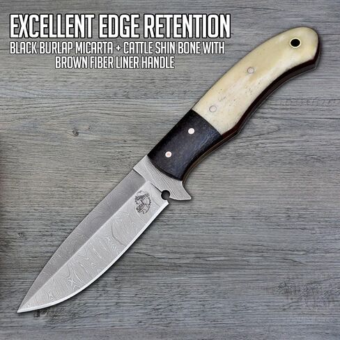 Knives Ranch Fixed Blade Hunting Knife, Full Tang Bushcraft Knife, Handcrafted Belt Knife with Leather Sheath in Saudi Arabia