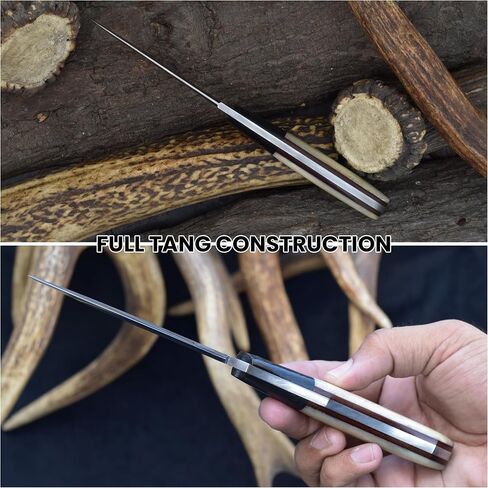 Knives Ranch Fixed Blade Hunting Knife, Full Tang Bushcraft Knife, Handcrafted Belt Knife with Leather Sheath in Saudi Arabia