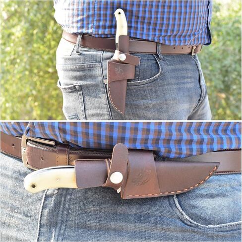Knives Ranch Fixed Blade Hunting Knife, Full Tang Bushcraft Knife, Handcrafted Belt Knife with Leather Sheath in Saudi Arabia