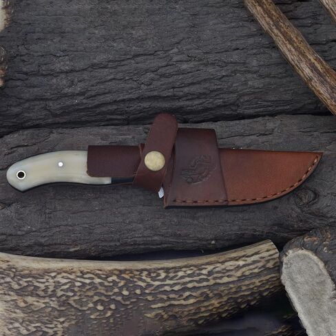 Knives Ranch Fixed Blade Hunting Knife, Full Tang Bushcraft Knife, Handcrafted Belt Knife with Leather Sheath in Saudi Arabia