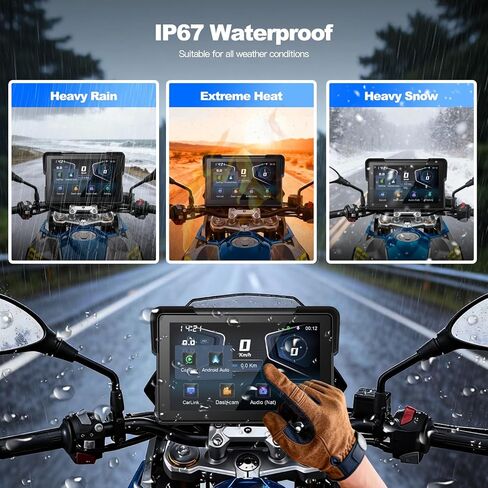 نظام ملاحة GPS للدراجات النارية مقاس 7 بوصات مقاوم للماء مع CarPlay Android Auto، CarPlay للدراجات النارية مع TPMS، BSD Blind Spot Radar يدعم 256 جيجابايت للموتو in Kuwait