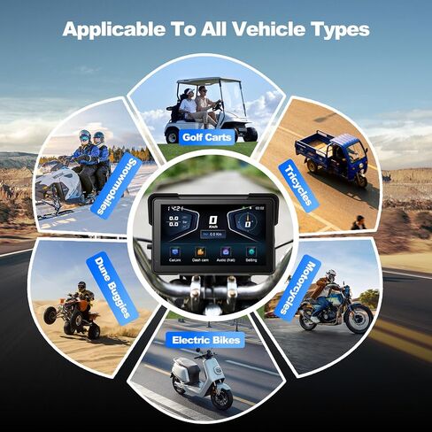 نظام ملاحة GPS للدراجات النارية مقاس 7 بوصات مقاوم للماء مع CarPlay Android Auto، CarPlay للدراجات النارية مع TPMS، BSD Blind Spot Radar يدعم 256 جيجابايت للموتو in Kuwait