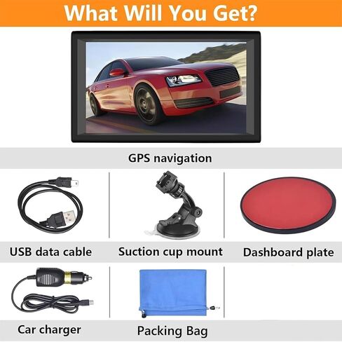 Car GPS Navigation Truck RV, 9 inch Touch Screen Latest 2026 Map, Real Voice Spoken Turn-by-Turn Direction Reminding Navigation System for Cars, Vehicle GPS with Speed and Red Light Warning (Black) in Kuwait