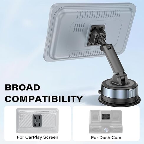APPS2Car CarPlay Screen Mount for Dashboard & Windshield, Twist-Lock Suction Cup with Dual-Axis Adjustable Arm, Tool-Free Installation, Compatible with 7-11" Portable CarPlay Screens, Dash Cams & GPS in Saudi Arabia
