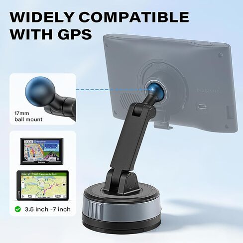 APPS2Car CarPlay Screen Mount for Dashboard & Windshield, Twist-Lock Suction Cup with Dual-Axis Adjustable Arm, Tool-Free Installation, Compatible with 7-11" Portable CarPlay Screens, Dash Cams & GPS in Saudi Arabia