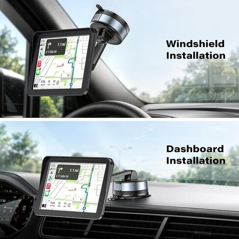 APPS2Car CarPlay Screen Mount for Dashboard & Windshield, Twist-Lock Suction Cup with Dual-Axis Adjustable Arm, Tool-Free Installation, Compatible with 7-11" Portable CarPlay Screens, Dash Cams & GPS in Saudi Arabia