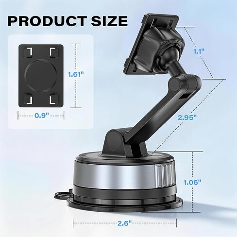 APPS2Car CarPlay Screen Mount for Dashboard & Windshield, Twist-Lock Suction Cup with Dual-Axis Adjustable Arm, Tool-Free Installation, Compatible with 7-11" Portable CarPlay Screens, Dash Cams & GPS in Saudi Arabia