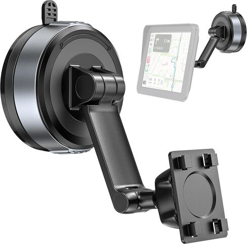 APPS2Car CarPlay Screen Mount for Dashboard & Windshield, Twist-Lock Suction Cup with Dual-Axis Adjustable Arm, Tool-Free Installation, Compatible with 7-11" Portable CarPlay Screens, Dash Cams & GPS in Saudi Arabia