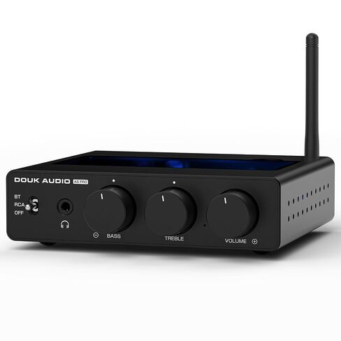 Douk Audio 2 Channel Bluetooth Amp: مضخم صوت ستيريو HiFi | 300 وات × 2 TPA3255 | الفئة د PFFB | التحكم في الجهير الثلاثي | مخرج سماعة رأس للمسرح المنزلي، ومكبرات صوت رف الكتب (48 فولت PSU) in Kuwait