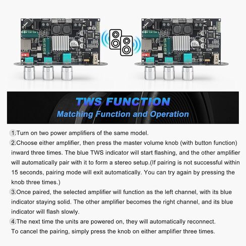 ZK-1001B Mono Amplifier Board with TWS, 100W Power Output, Vehicle Amplifier Wide Voltage Input 9-24V, Supports USB/AUX/Bluetooth, Black (Black2 ZK-1001U) in Saudi Arabia