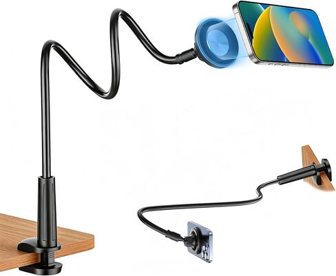 Magnetic Gooseneck Phone Holder for Bed, for MagSafe Phone Holder Mount Stand Flexible Goosebeck Arm with Clamp Clip Mount for Desk Bedside for iPhone 17/16/15/14/13/12 and Others in Kuwait