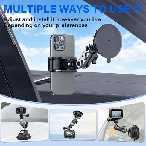 Suction Cup Mount for GoPro Hero 11/10 / 9,for DJI Osmo Action/Procket,for Insta360 X3,Compatible with for iPhone and Android Additions,Mount on Car Windshield Window Dashboard Boats Vehicle in Kuwait