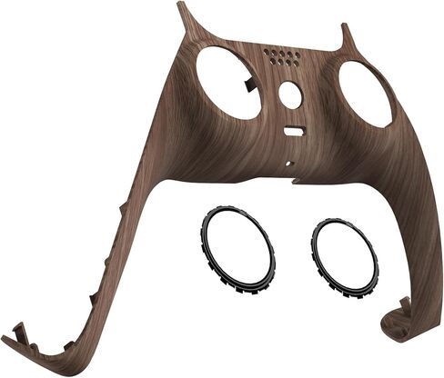 eXtremeRate Wood Grain Decorative Trim Shell Compatible with p s 5 Controller, Soft Touch DIY Replacement Clip Shell, Custom Plates Cover Compatible with p s 5 Controller with Accent Rings in Saudi Arabia