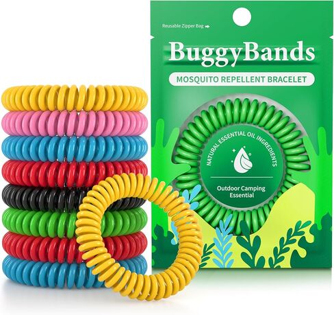 BuggyBands 24 عبوة من الأساور الطاردة للبعوض خالية من DEET للبالغين والأطفال in Kuwait