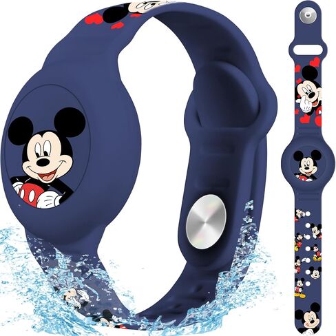 Waterproof AirTag Bracelet for Kids, Cut Cartoon Air Tag Holder for Kids with Full Coverage Hidden Design, Silicone Airtag Wristband for Child - Blue in Kuwait