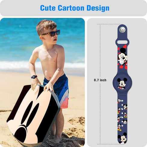 Waterproof AirTag Bracelet for Kids, Cut Cartoon Air Tag Holder for Kids with Full Coverage Hidden Design, Silicone Airtag Wristband for Child - Blue in Kuwait