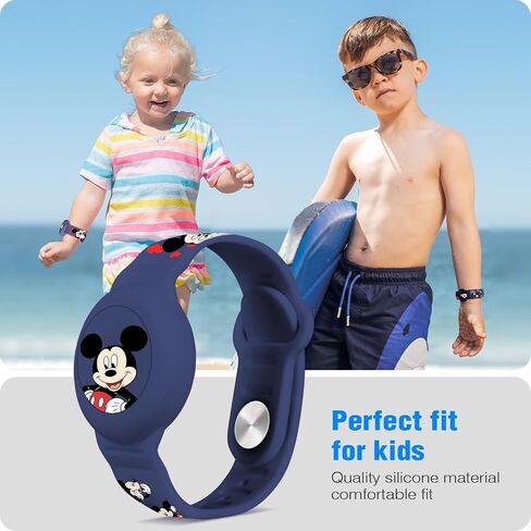 Waterproof AirTag Bracelet for Kids, Cut Cartoon Air Tag Holder for Kids with Full Coverage Hidden Design, Silicone Airtag Wristband for Child - Blue in Kuwait