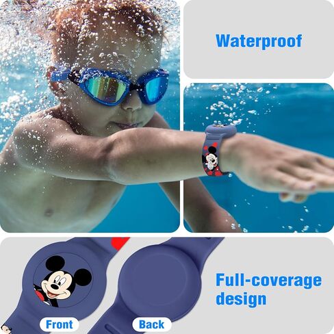 Waterproof AirTag Bracelet for Kids, Cut Cartoon Air Tag Holder for Kids with Full Coverage Hidden Design, Silicone Airtag Wristband for Child - Blue in Kuwait