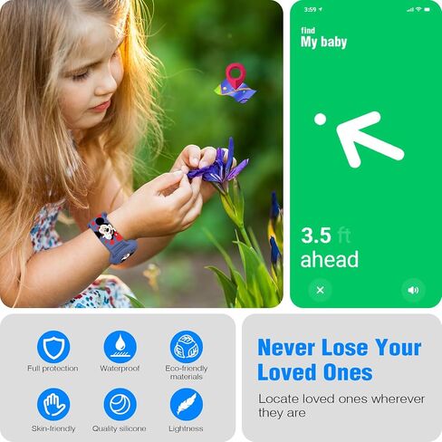 Waterproof AirTag Bracelet for Kids, Cut Cartoon Air Tag Holder for Kids with Full Coverage Hidden Design, Silicone Airtag Wristband for Child - Blue in Kuwait
