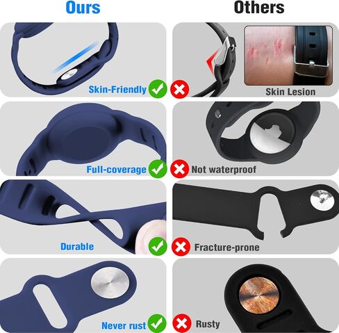 Waterproof AirTag Bracelet for Kids, Cut Cartoon Air Tag Holder for Kids with Full Coverage Hidden Design, Silicone Airtag Wristband for Child - Blue in Kuwait