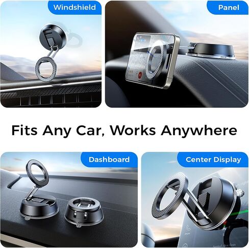 Carbon-Fiber Reinforced Car Phone Holder for MagSafe [78+LBS Ultra Grip | 2400gf Magnetic Power] 360° Foldable Car Mount Cell Phone Holders for Your Car for iPhone 17-12 All Smartphones, Carbon Fiber in Saudi Arabia