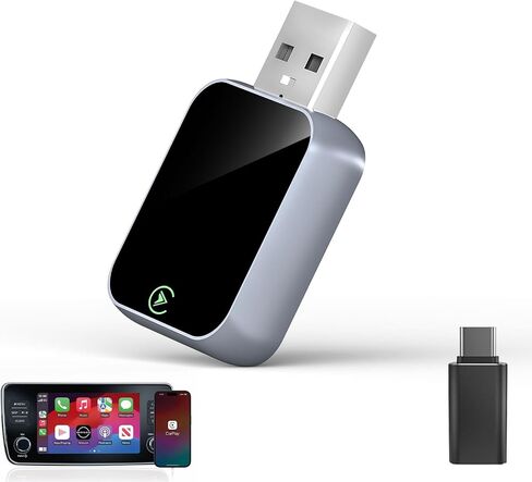 محول CarPlay اللاسلكي لجهاز iPhone - لا يوجد تأخير صوتي، اتصال تلقائي - تحويل سلك المصنع إلى CarPlay اللاسلكي - Bluetooth 5.3 و5 جيجا هرتز Wi-Fi - التوصيل والتشغيل (يتضمن USB A/C) in Kuwait