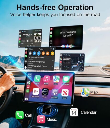 محول CarPlay اللاسلكي لجهاز iPhone - لا يوجد تأخير صوتي، اتصال تلقائي - تحويل سلك المصنع إلى CarPlay اللاسلكي - Bluetooth 5.3 و5 جيجا هرتز Wi-Fi - التوصيل والتشغيل (يتضمن USB A/C) in Kuwait