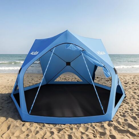 Acacia Beach Tent Sun Shelter | 4-Person Portable Camping Tent with UPF 50+ Protection | Easy Setup Pop up Sun Shade | 10×10ft Privacy Sunshade for Camping & Backyard in Saudi Arabia