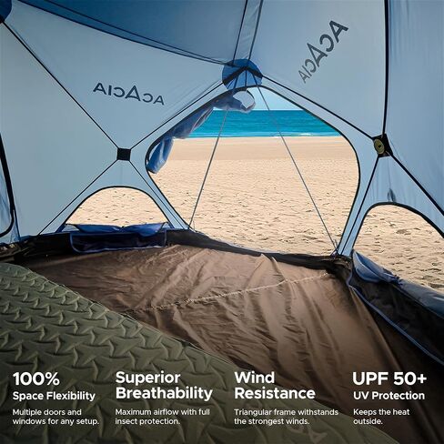 Acacia Beach Tent Sun Shelter | 4-Person Portable Camping Tent with UPF 50+ Protection | Easy Setup Pop up Sun Shade | 10×10ft Privacy Sunshade for Camping & Backyard in Saudi Arabia